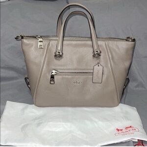 Coach Prairie Satchel in Polished Pebble Leather in Taupe